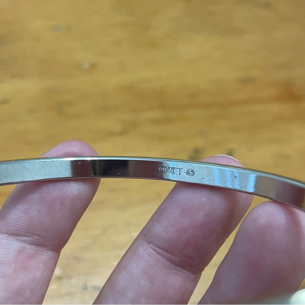 Monet Silver-Tone Diagonal Pattern Engraved Bangl… - image 5